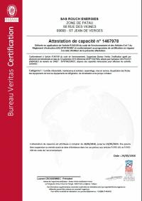 ROUCH ENERGIES Attestation capacité fluides frigorigènes 2023-2028