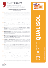 La charte qualité Qualisol 2024 pour les installateurs de systèmes solaires thermiques