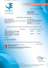 ROUCH ENERGIES Certificat Qualifelec IRVE P1 et P2 2025-2026