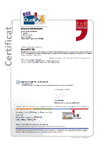 Certificat RGE QualiPV 36 2024-2025 de Rouch Energies