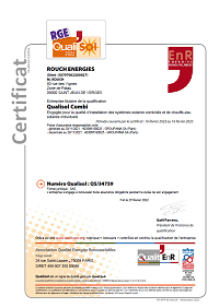 Certificat RGE Qualisol Combi 2024-2025 de Rouch Energies